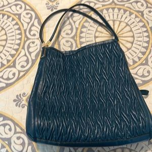 Beautiful textured leather Coach bag in peacock blue/ teal